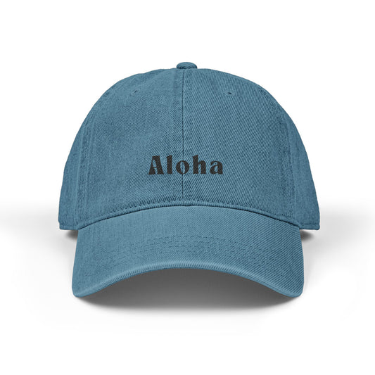 A L O H A Denim Hat w/ Black Embroidery