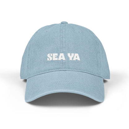 Sea Ya Denim Hat w/ White Embroidery