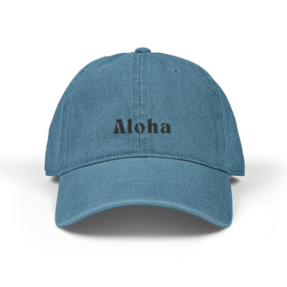 A L O H A Denim Hat w/ Black Embroidery