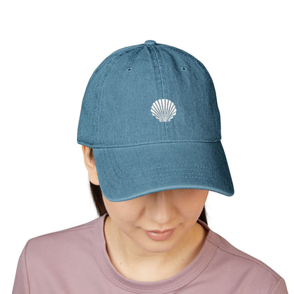 She Sells Sea Shells Denim Hat w/ White Embroidery